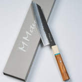 Meteorite IceRaven 8" Kiritsuke - Japanese Chef's Knife with Black/Sliver Hammered and 67-Layer Damascus Blade & Olive Wood Handle